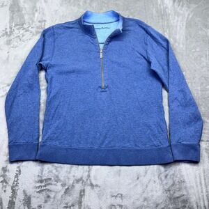 Tommy Bahama‎ Quarter Zip Reversible Pullover Women's Top Blue Sweatshirt Sz S/M